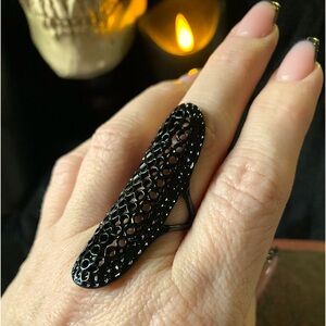 NEW women’s black statement cocktail ring black adjustable